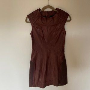 all saints burgundy leather dress